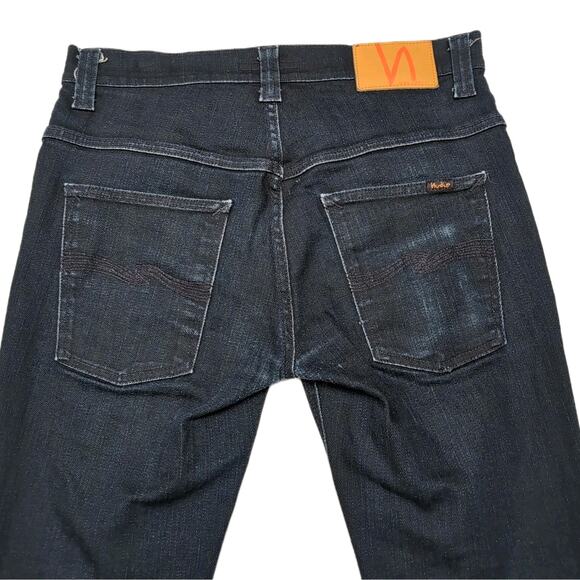 Nudie Jeans Thin Finn Mens 32x32 Measure 31x29.5 Dark Ultra Indigo Coated Italy - Picture 3 of 16